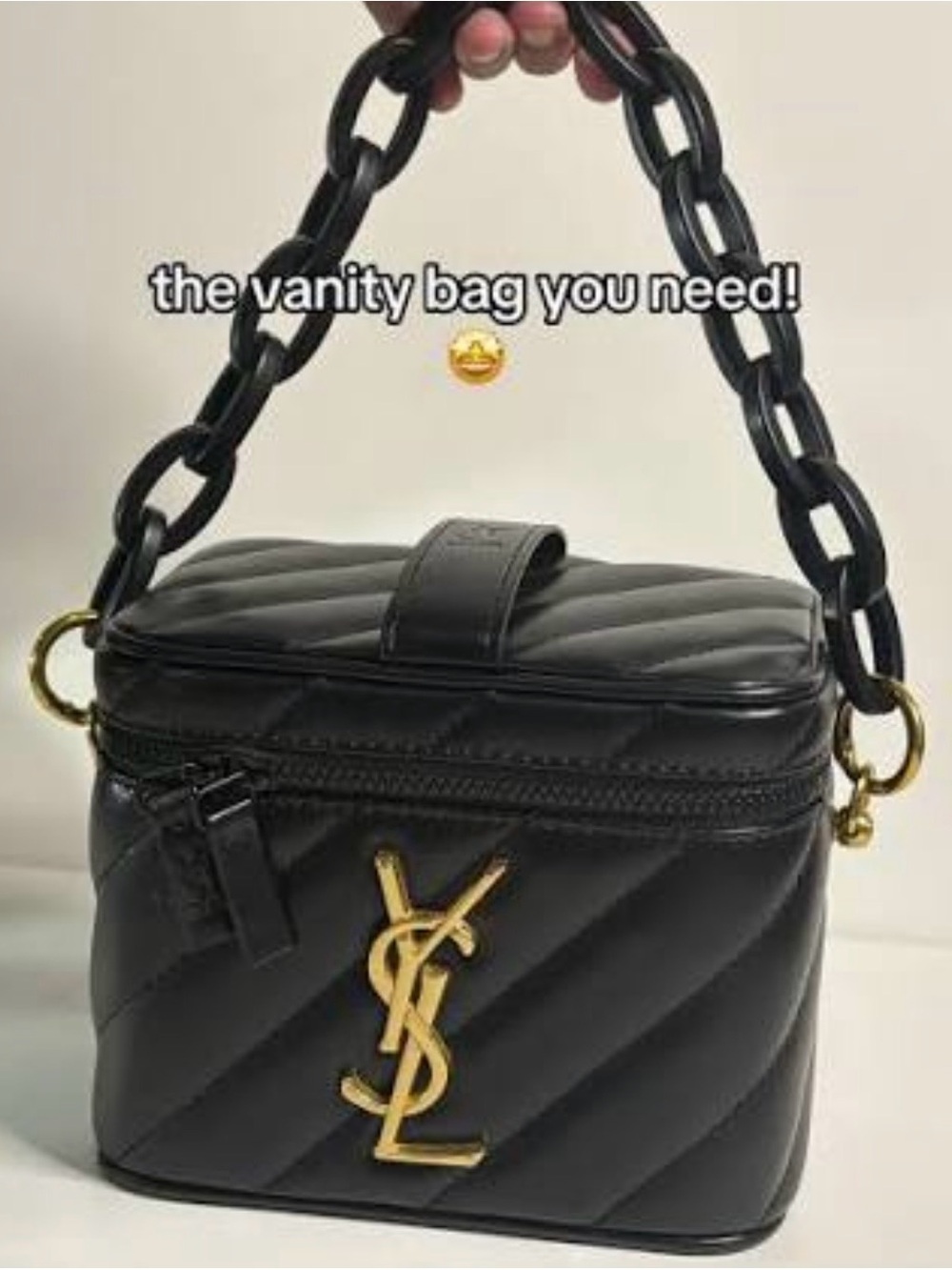 YSL NEW with box Saint Laurent Black Quilted Vanity Bag with Gold YSL Logo. - Picture 8 of 9
